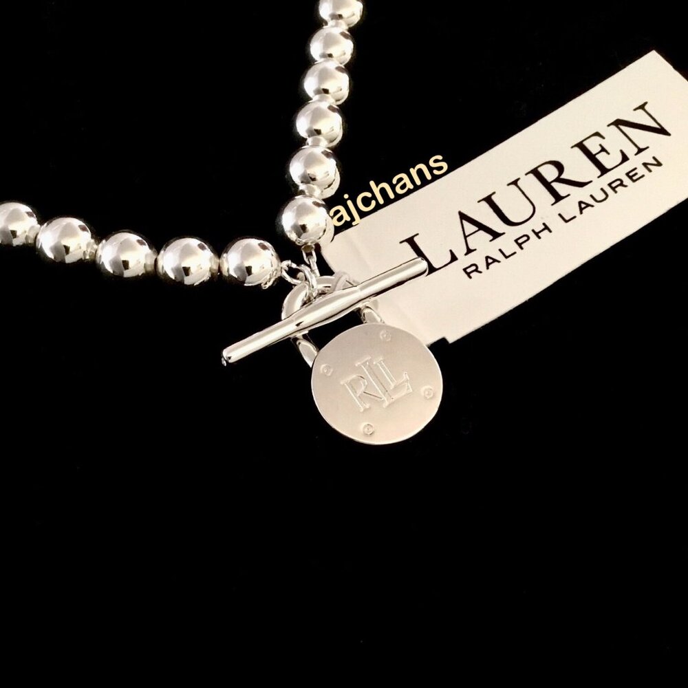 Lauren Ralph Lauren Silver-Tone Logo Beaded Collar Necklace